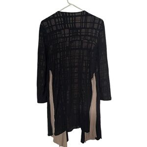 Marla Wynne Long Open Front Reversible Cardigan Duster Sz Medium Black/Tan
